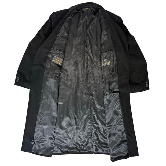 Vintage Mario Valente 100% Cashmere Black Trench Coat Made Italy 48 Men's XL - Picture 4 of 9